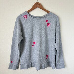 BedHead Pajama Top Womens Medium Mon Amour Sweatshirt Pink Heart Embroidered M